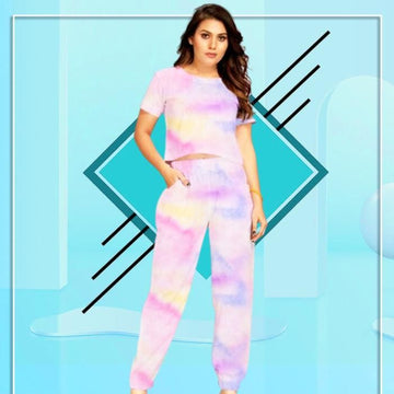 Women's Linen Cotton Tie Dye Tracksuit Roposo Clout